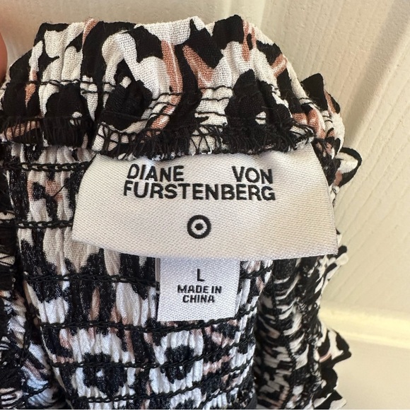 DVF Diane Von Furstenberg For Target Smocked Strap Neutral Poppy Midi Dress L - Picture 4 of 5